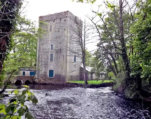 Outside of Ballylee castle in Co. Galway, Ireland at the rivers edge