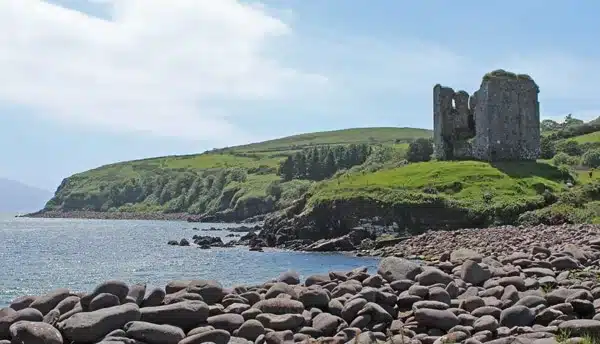 Minard castle in county Kerry Ireland along coastline