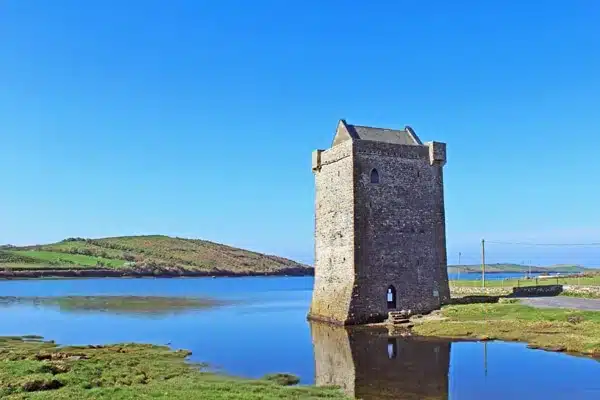 Rockfleet Castle, County Mayo, Ireland by the waters edge