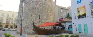 Waterford City Viking Ship in front of Reginald's Tower