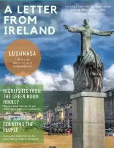 Letter from Ireland Magazine Cover July/August, St. Columbus statue