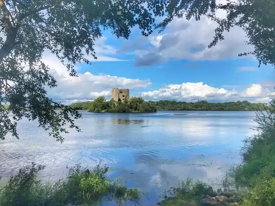 Castle Oughter, on an island in a lake.